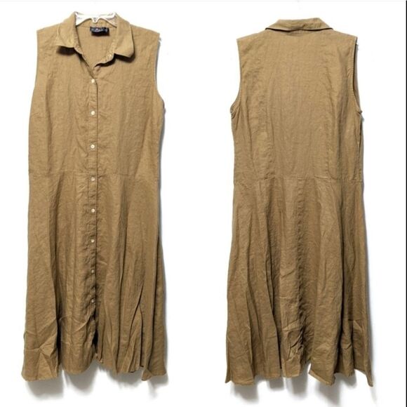 AMERICAN LIVING 100% Linen Button Midi Dress 14 - Picture 7 of 7